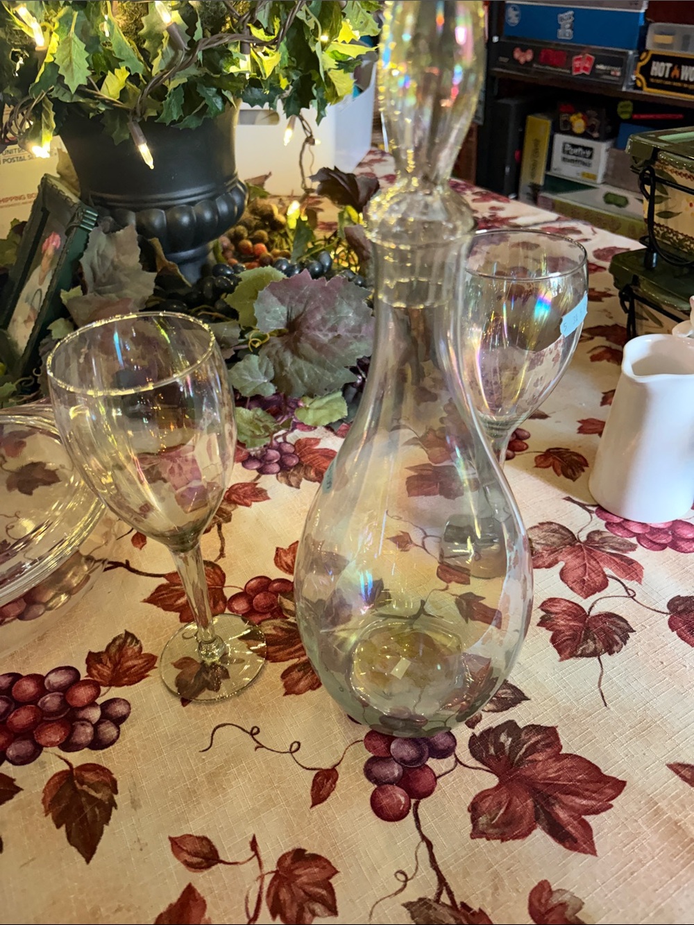 Clear Glass Decanter with Matching Wine Glasses - Clear